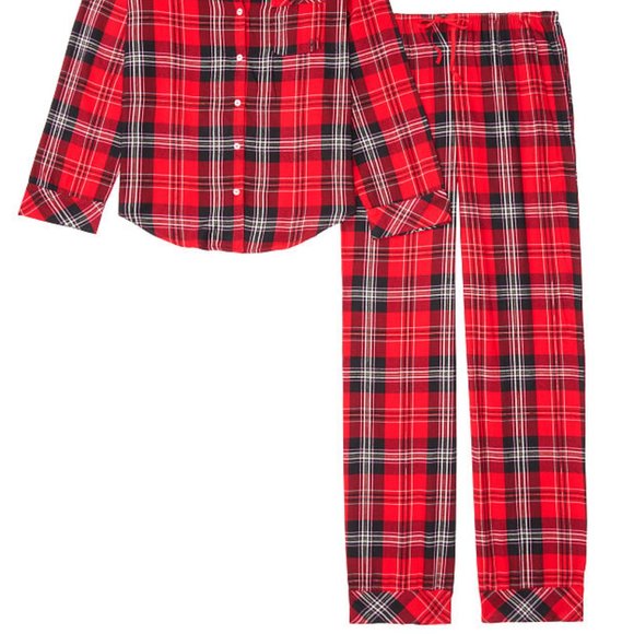 NWT VS M Cotton Flannel PJ Set Red Black Plaid - Picture 14 of 16
